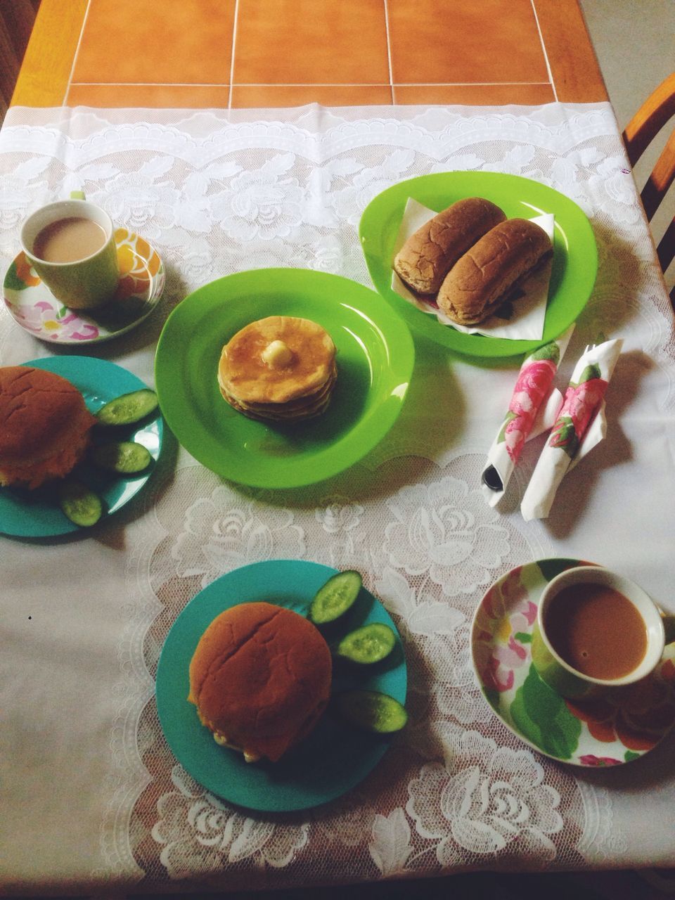 food and drink, food, freshness, indoors, ready-to-eat, table, plate, still life, healthy eating, high angle view, serving size, meal, indulgence, bread, directly above, meat, drink, slice, served, bowl