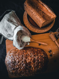 High angle view of bread on table