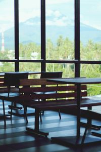 Empty chairs and table at home