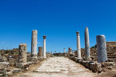 Old ruins against clear blue sky