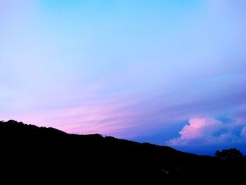 Low angle view of silhouette mountain against sky at sunset