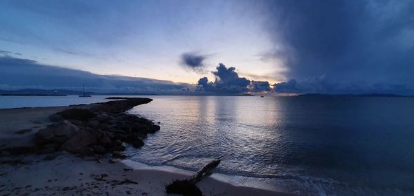 Panoramic view of sea against sky at sunset