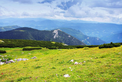 Scenic view of landscape against cloudy sky