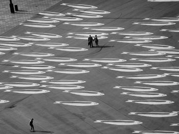 High angle view of people on footpath