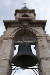 Low angle view of bell tower against sky