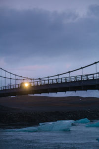 Bridge over frozen sea gulf landscape photo
