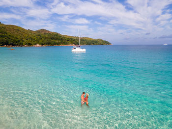 Man swimming in sea