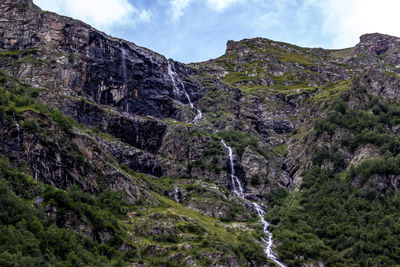 Low angle view of mountains against sky