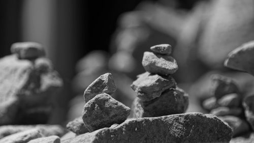 Close-up of stack of stones