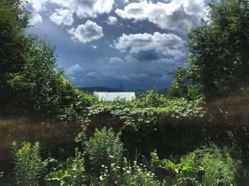 Scenic view of landscape against cloudy sky