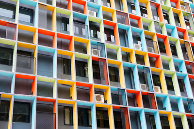 Low angle view of multi colored building