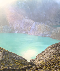 Scenic view of sea and mountains