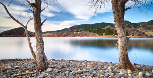 Scenic view of lake against sky