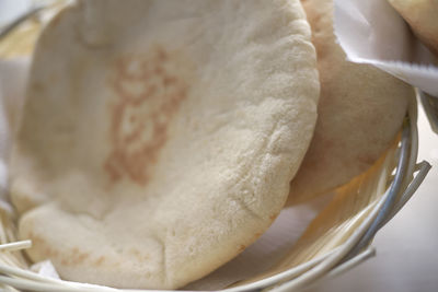 High angle view of bread in bowl