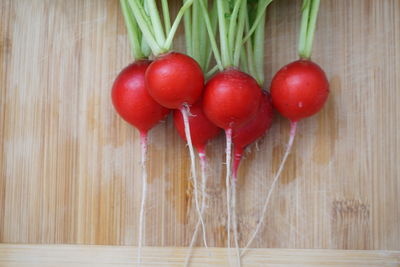 Close-up of cherries on table