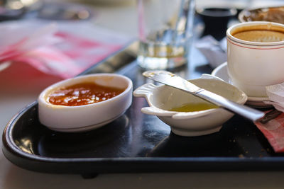 Close-up of food on table