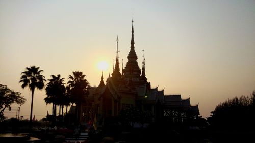 View of temple at sunset