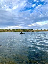 Scenic view of lake against sky