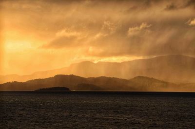 Scenic view of sea against sky during sunset