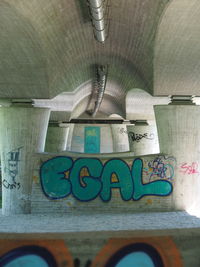 Low angle view of graffiti on wall