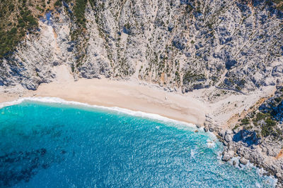 High angle view of sea and rocks