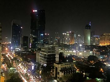 Illuminated city at night