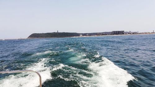 Scenic view of sea against clear sky