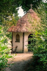 Built structure against trees