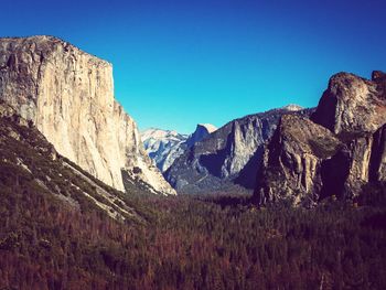 Scenic view of mountains against clear sky