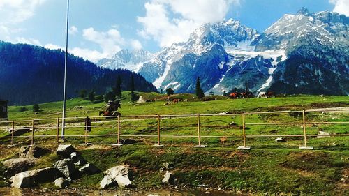 Scenic view of landscape against cloudy sky