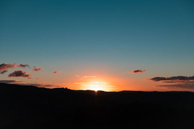 Scenic view of silhouette mountains against sky during sunset