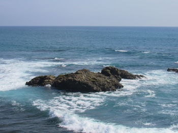 Scenic view of sea against clear sky