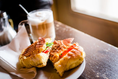 Close-up of food served in plate