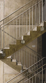 High angle view of staircase by building in city