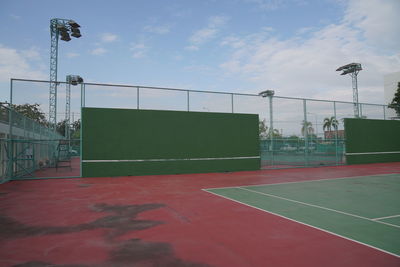 Empty basketball court against sky