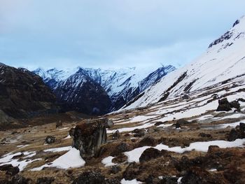 Snow covered mountain against sky