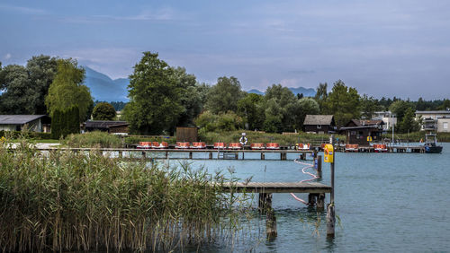 Scenic view of lake against sky