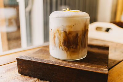 Close-up of coffee on table