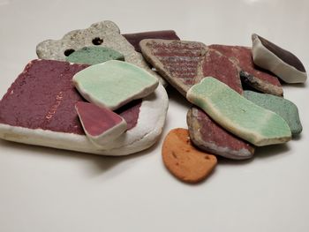 Close-up of cookies in plate on table