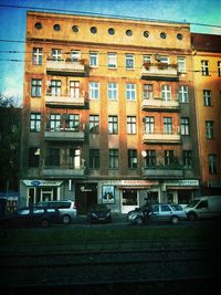 Cars parked in front of building