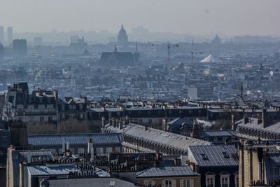 High angle view of buildings in city