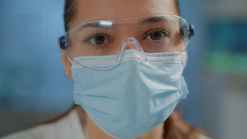 Portrait of woman wearing mask