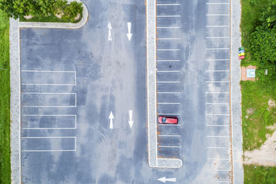 High angle view of vehicles on road