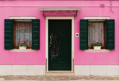 Closed door of building