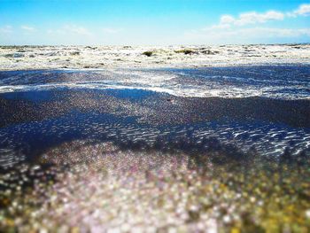 Close-up of water against sky