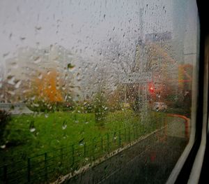 Close-up of wet window in rainy season