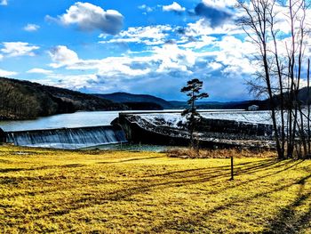Scenic view of lake against sky