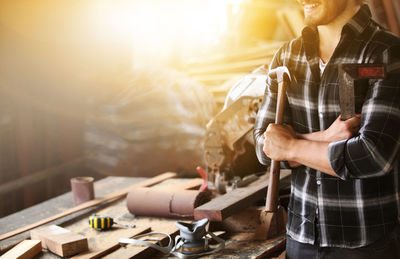 Midsection of woman working