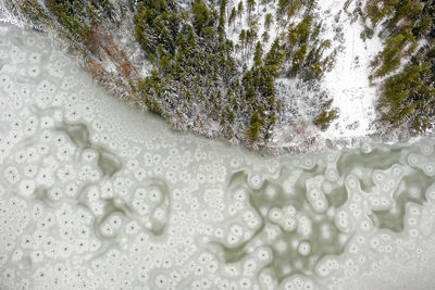 High angle view of bubbles in sea