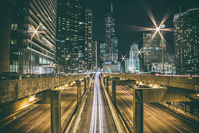 Illuminated city at night